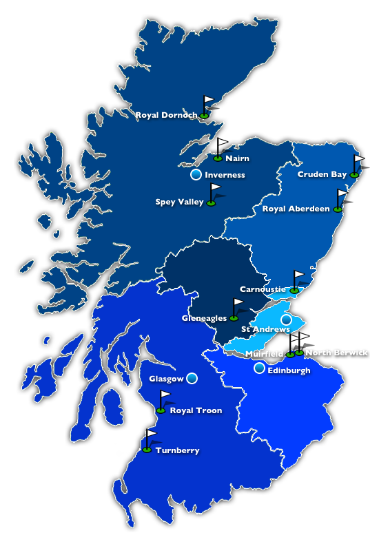Map of Golf Regions in Scotland